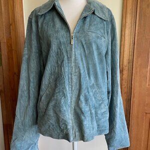 ATELIER By B. Thomas Blue Suede Leather Zip Jacket Large